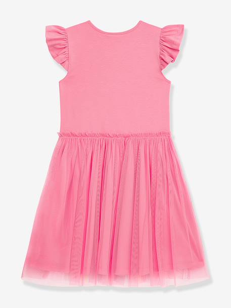 Robe avec jupe en tulle arc-en-ciel et manches volantées fille DANAMADE rose dragée+turquoise - vertbaudet enfant 