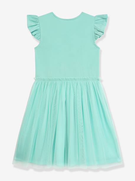 Robe avec jupe en tulle arc-en-ciel et manches volantées fille DANAMADE rose dragée+turquoise - vertbaudet enfant 