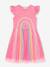 Robe avec jupe en tulle arc-en-ciel et manches volantées fille DANAMADE rose dragée+turquoise - vertbaudet enfant 