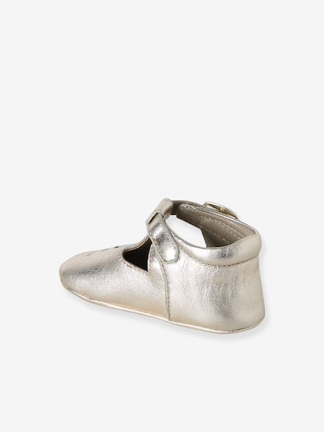 Chaussons bébé cuir blanc+or - vertbaudet enfant 