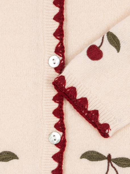 Cardigan brodé cerise beige - vertbaudet enfant 