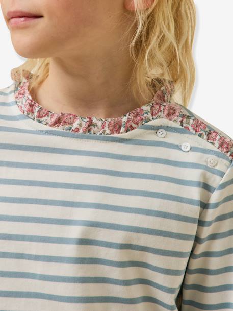 T-shirt manches longues marinière rose clair - vertbaudet enfant 