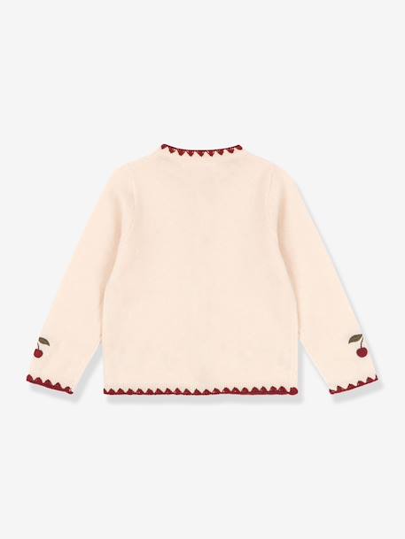 Cardigan brodé cerise beige - vertbaudet enfant 