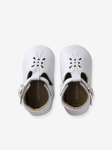 Chaussons bébé cuir blanc+or - vertbaudet enfant 