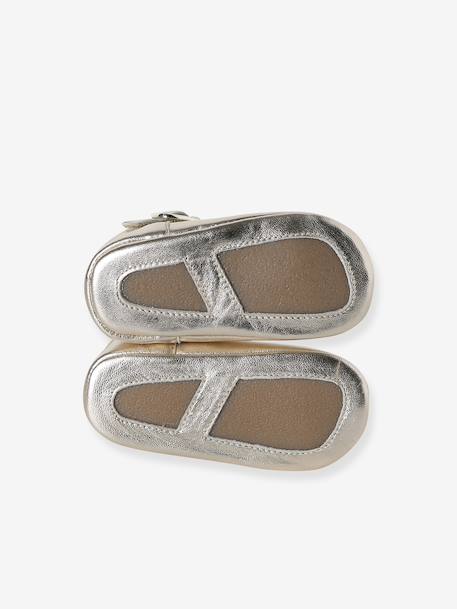Chaussons bébé cuir blanc+or - vertbaudet enfant 