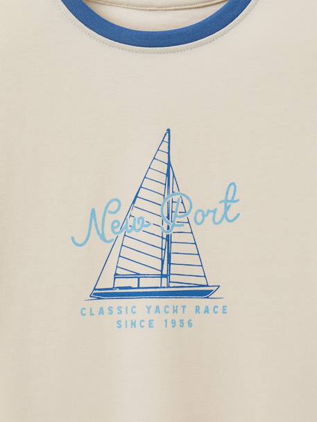 Tee-shirt à col contrasté garçon écru - vertbaudet enfant 
