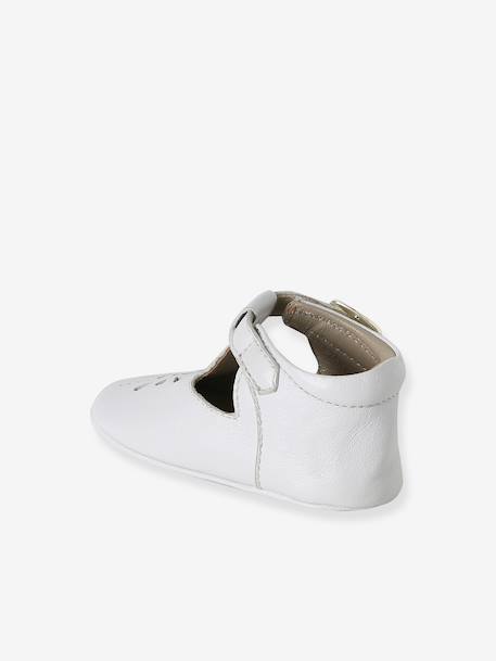 Chaussons bébé cuir blanc+or - vertbaudet enfant 