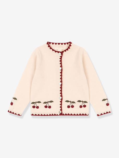Cardigan brodé cerise beige - vertbaudet enfant 