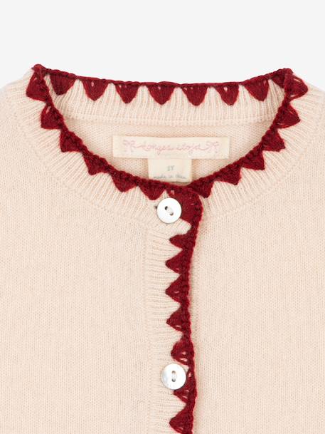 Cardigan brodé cerise beige - vertbaudet enfant 