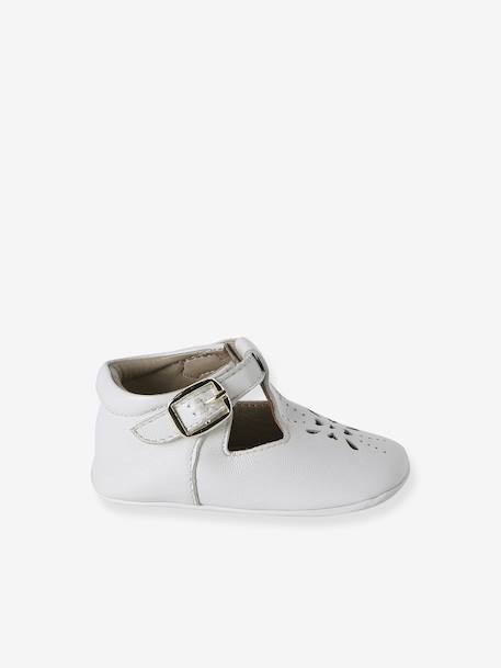 Chaussons bébé cuir blanc+or - vertbaudet enfant 