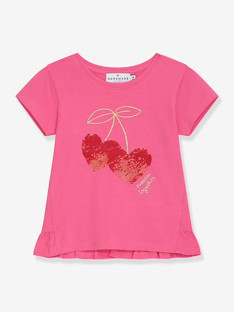 Fille-T-shirt motif sequins fille DANAMADE, inscription dorée