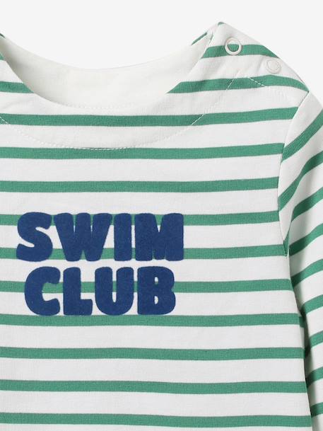 T-shirt baby gestreept met lange mouwen groen - vertbaudet enfant 