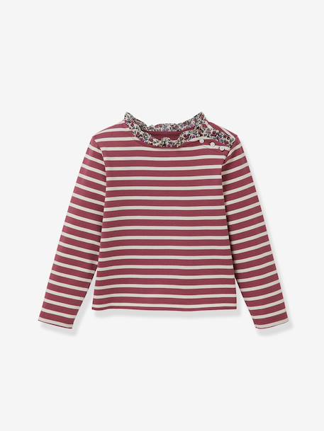 T-shirt marinière fille tissu Liberty coton biologique rose imprimé+violet imprimé - vertbaudet enfant 