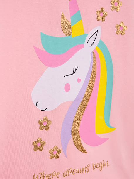 Meisjesshirt met regenboog van pailletten DANAMADE ijsblauw+roze (poederkleur) - vertbaudet enfant 