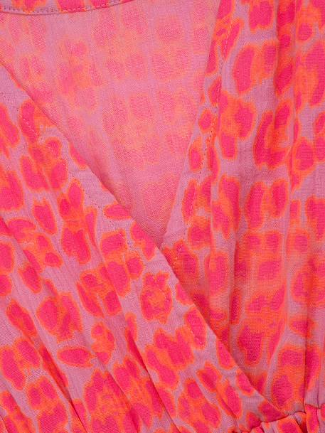 Robe à motif léopard, jupe à volants, manches longues fille DELENA DANAMADE rose - vertbaudet enfant 