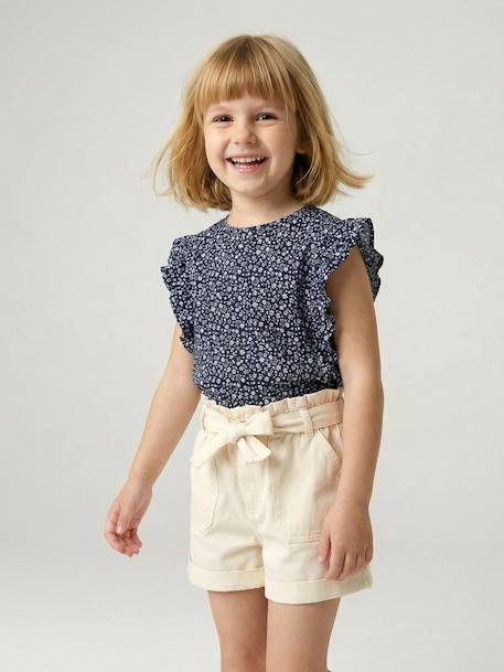 Short fille style paperbag écru+rose - vertbaudet enfant 
