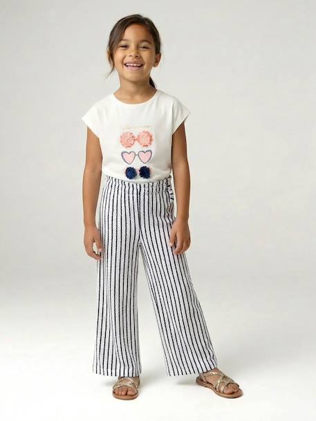 Legging large rayé en maille rayé bleu+rayé rouge - vertbaudet enfant 