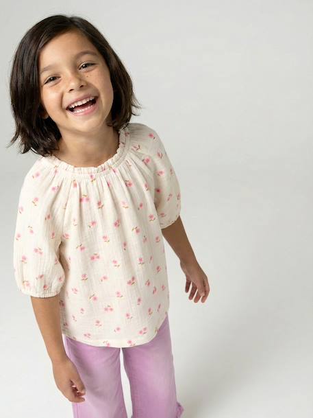 Fille-Chemise, blouse, tunique-Blouse fille en gaze de coton