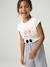 Tee-shirt motif fantaisie fille abricot+bleu grisé+écru - vertbaudet enfant 
