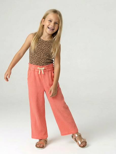Fille-Pantalon large gaze de coton