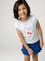 T-shirt voor meisjes, cropped, korte mouwen met schoudervulling bleekblauw+lichtroze - vertbaudet enfant 