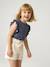 T-shirt manches courtes fille volants marine+vert sauge - vertbaudet enfant 