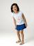 T-shirt voor meisjes, cropped, korte mouwen met schoudervulling bleekblauw+lichtroze - vertbaudet enfant 