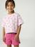 T-shirt fille cropped manches courtes beige+écru+rose poudré - vertbaudet enfant 