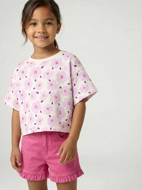 Fille-T-shirt, sous-pull-T-shirt fille cropped manches courtes 