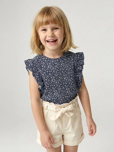 Fille-T-shirt, sous-pull-T-shirt manches courtes fille volants