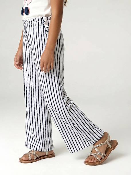 Legging large rayé en maille rayé bleu+rayé rouge - vertbaudet enfant 