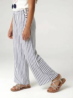 -Wijde gestreepte legging van gebreide sweater