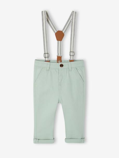 Pantalon bébé à bretelles amovibles vert sauge - vertbaudet enfant 