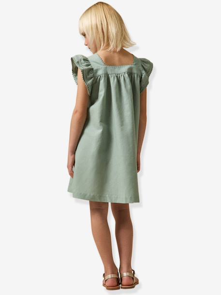 Robe courte fille rose pâle+vert sauge - vertbaudet enfant 