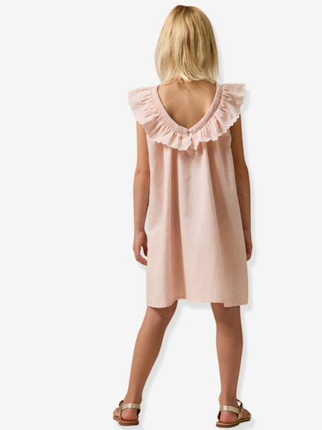 Robe courte fille rose pâle+vert sauge - vertbaudet enfant 