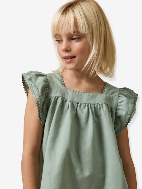 Korte jurk voor meisjes lichtroze+saliegroen - vertbaudet enfant 