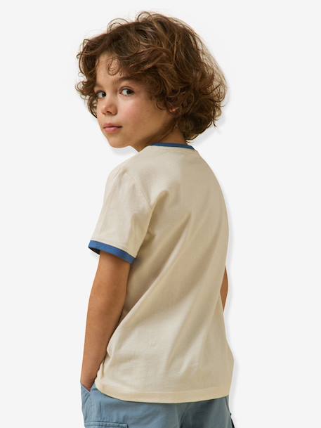 Tee-shirt à col contrasté garçon écru - vertbaudet enfant 