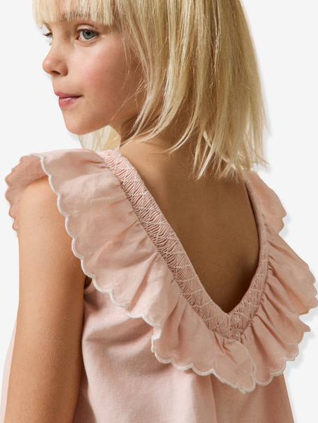 Robe courte fille rose pâle+vert sauge - vertbaudet enfant 