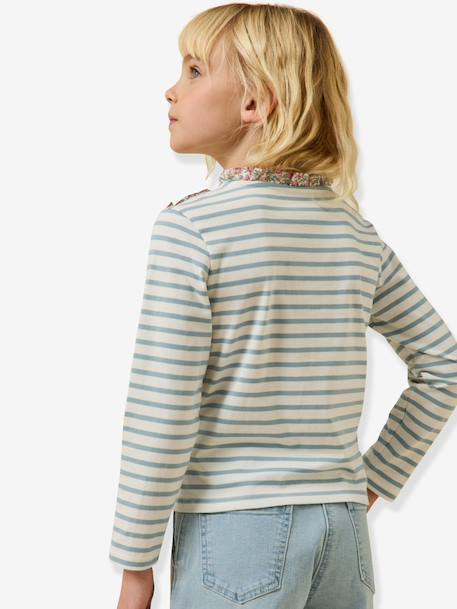 T-shirt manches longues marinière rose clair - vertbaudet enfant 