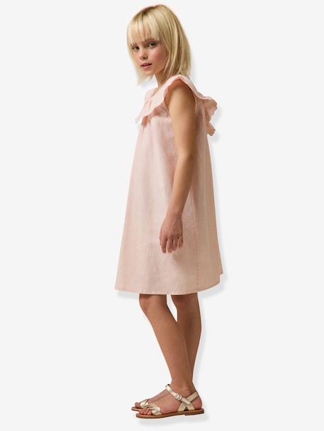 Robe courte fille rose pâle+vert sauge - vertbaudet enfant 