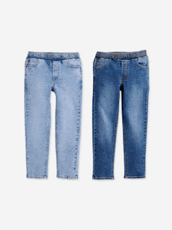 Jongens-Set van 2 slim-fit jeans met elastische en verstelbare taille