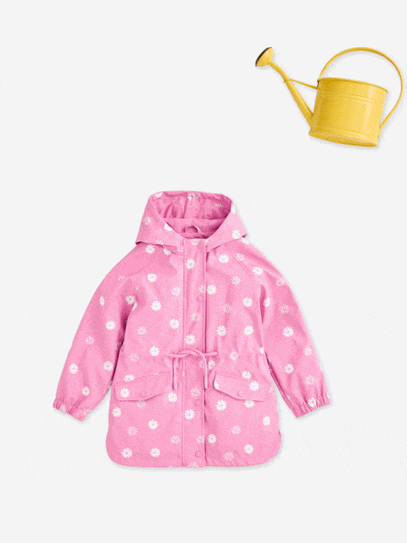 Ciré fille à capuche motifs magiques bleu ciel+blush+rose+rose pâle+sauge imprimé - vertbaudet enfant 