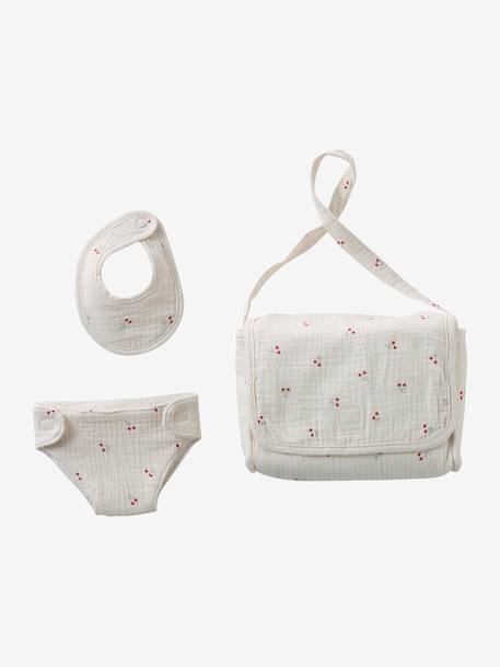 Premium poppenluiertas + luier + slab ecru+rood - vertbaudet enfant 