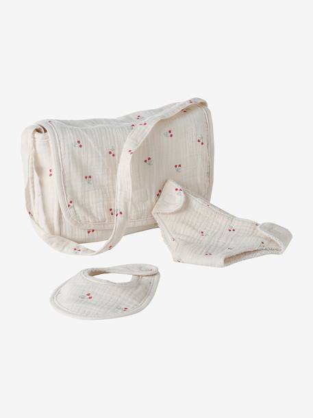 Premium poppenluiertas + luier + slab ecru+rood - vertbaudet enfant 