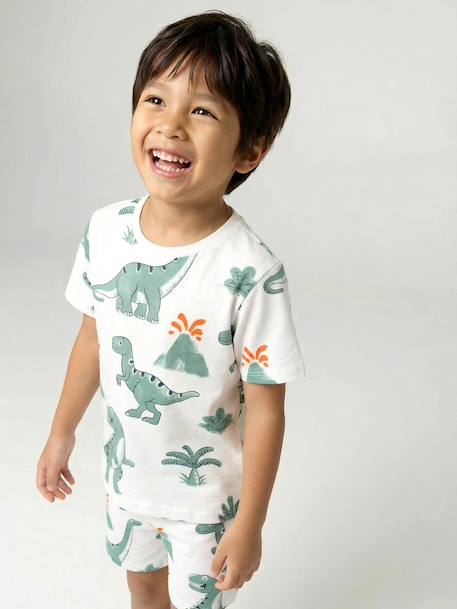 Set van 2 pyjamashorts voor jongens met dinosaurusprint saliegroen - vertbaudet enfant 