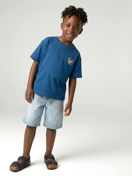 T-shirt garçon motifs devant et dos bleu ciel+bleu océan - vertbaudet enfant 