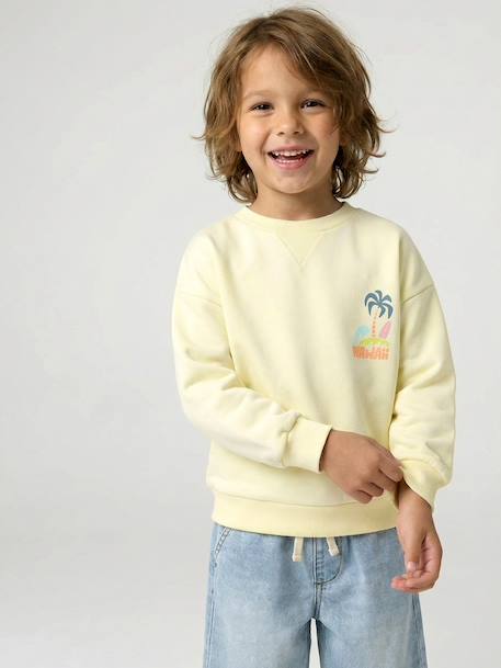 Sweat col rond manches longues jaune pâle+mangue+vert d'eau - vertbaudet enfant 