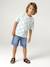 T-shirt manches courtes blanc+vert d'eau - vertbaudet enfant 