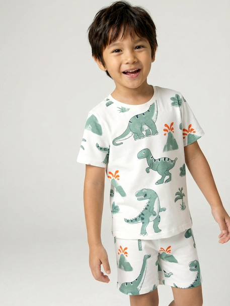 Set van 2 pyjamashorts voor jongens met dinosaurusprint saliegroen - vertbaudet enfant 