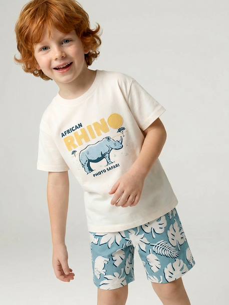 Set T-shirt + short jongens katoen ecru - vertbaudet enfant 